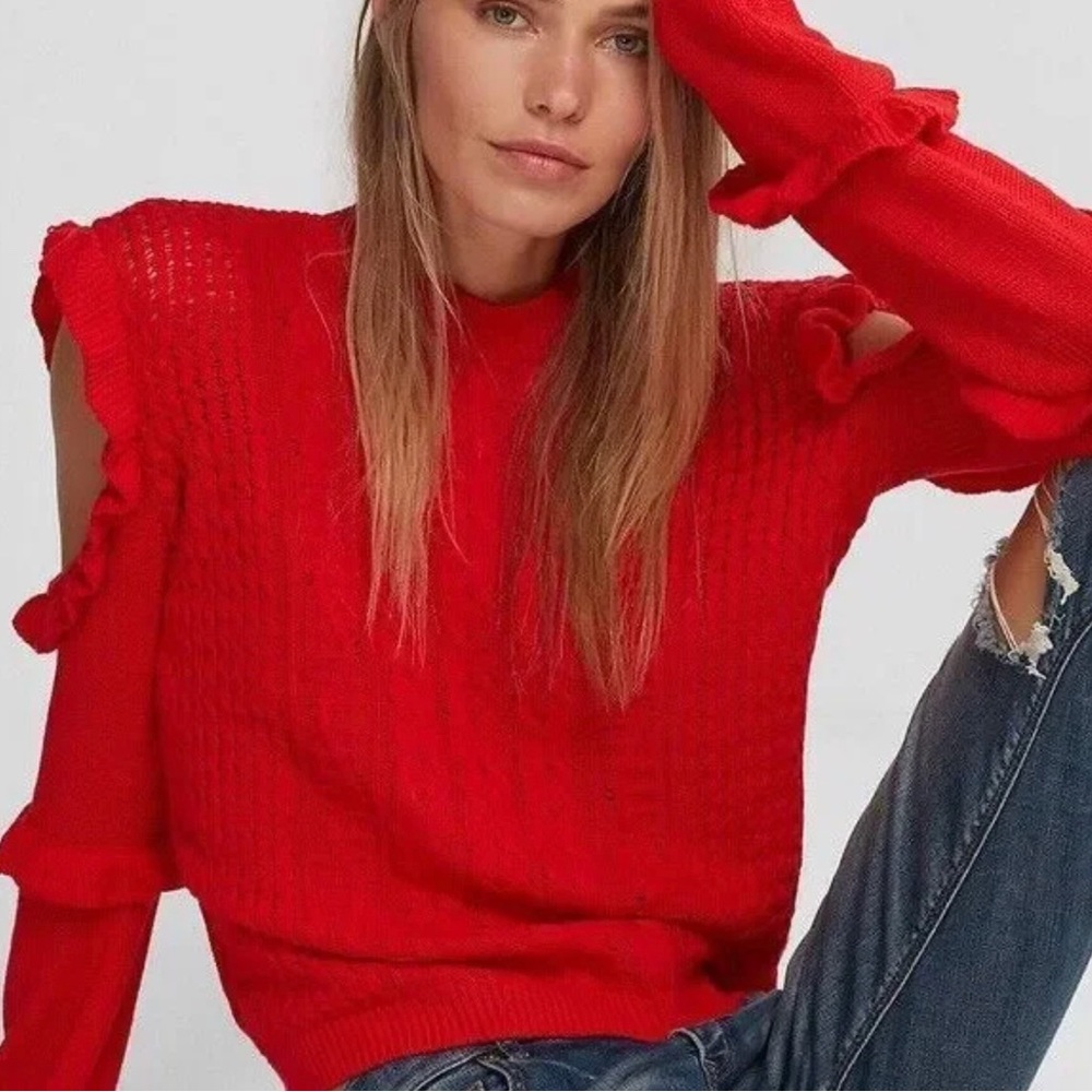 Express Red Cable Knit Sweater